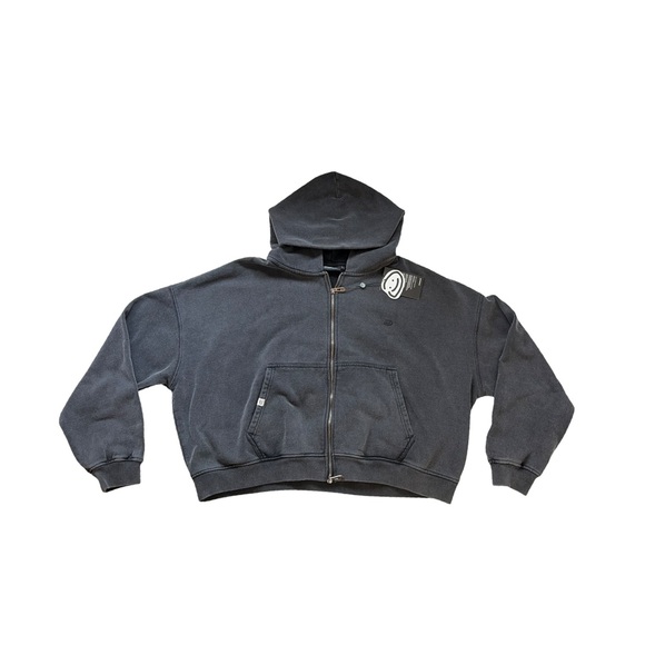 Drmers Club Essential Boxy Vintage Black Double Zip Hoodie unisex - Picture 3 of 10